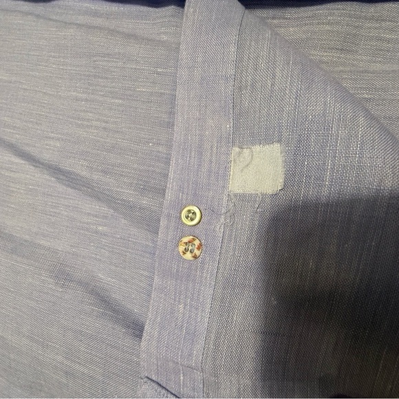 Jeff Rose 100% Linen Golf Button Down Dress Shirt Grey/Blue Size Large - Picture 5 of 11